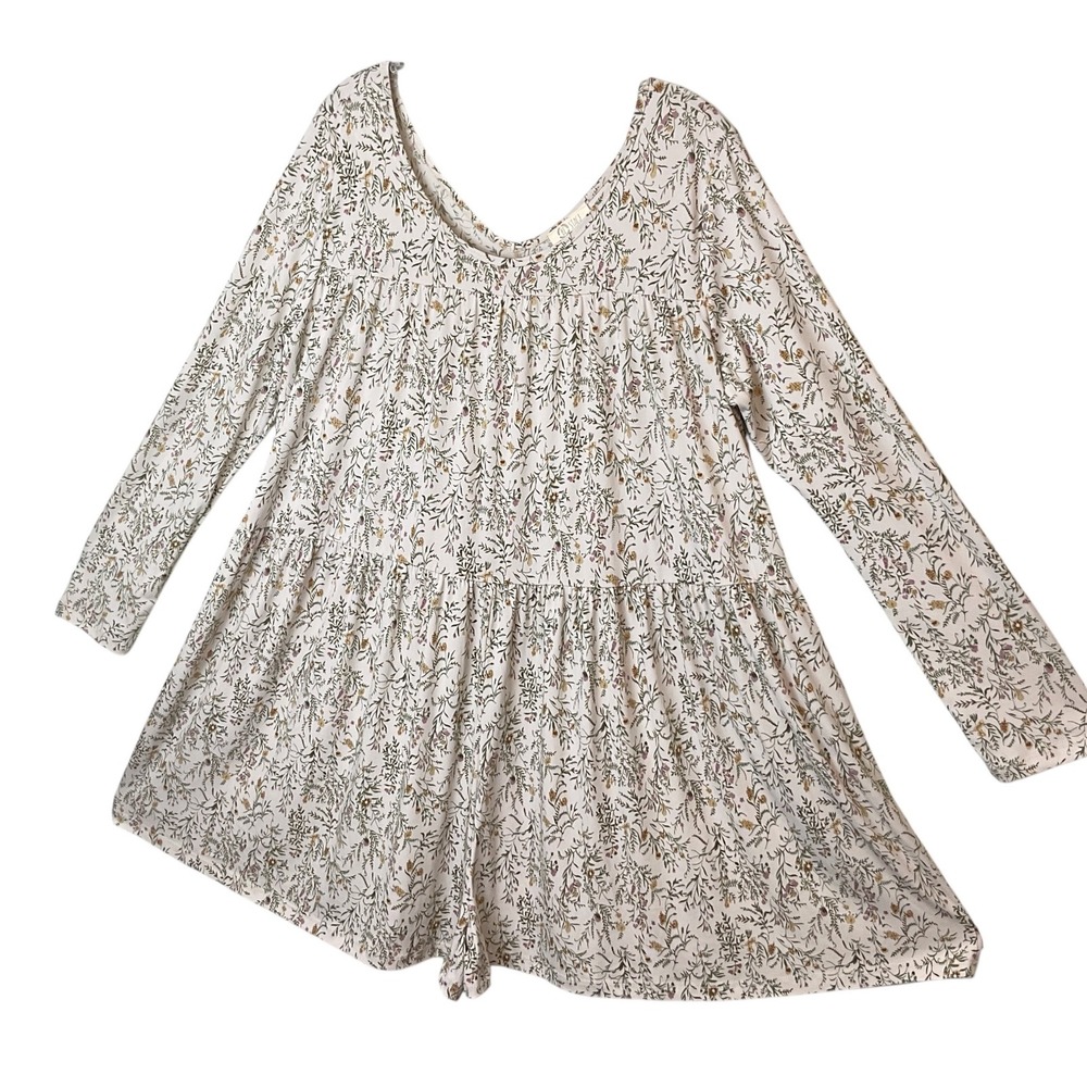 Floral Print Long Sleeve Tiered Mini  long sleeve romper Cottagecore‎ Boho Chic